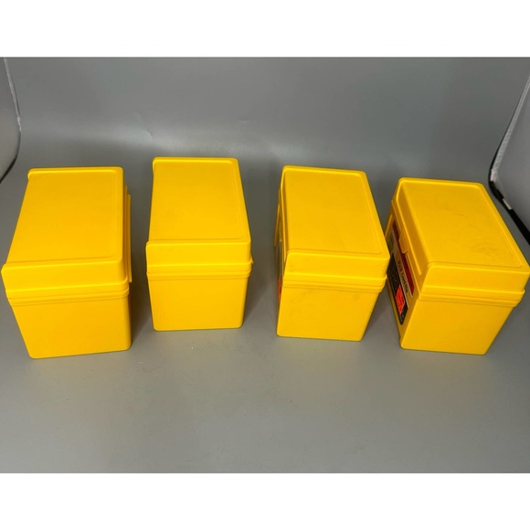 Vintage 4 New NOS W.T. Rogers Yellow Plastic 3x5 Index Card File Case Box Office - Picture 6 of 10